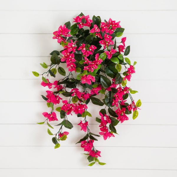 28” UV Resistant Artificial Bougainvillea Hanging  Plant (Indoor/Outdoor) - Set of 2