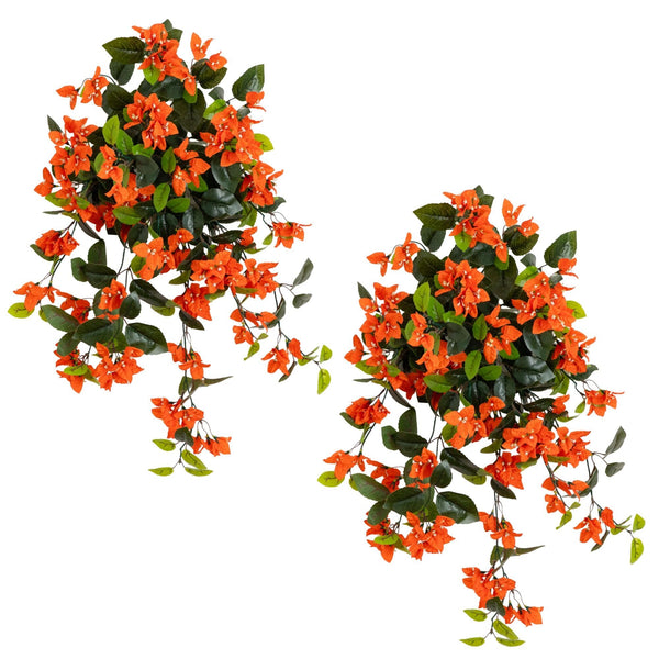 28” UV Resistant Artificial Bougainvillea Hanging  Plant (Indoor/Outdoor) - Set of 2