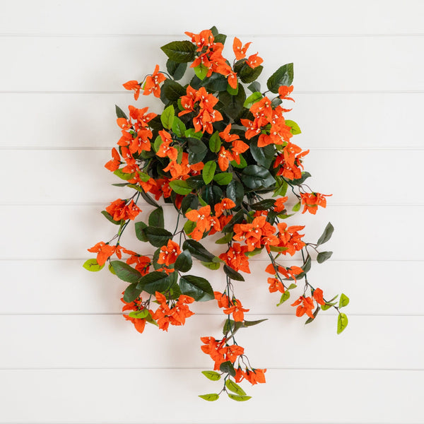 28” UV Resistant Artificial Bougainvillea Hanging  Plant (Indoor/Outdoor) - Set of 2