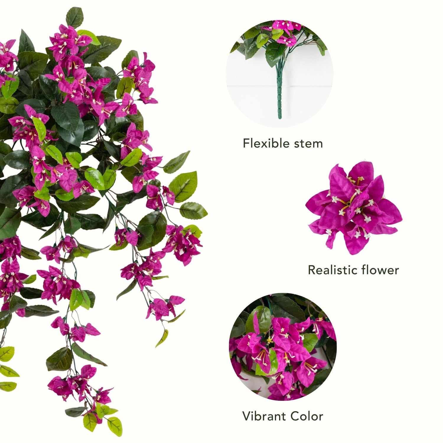 28” UV Resistant Artificial Bougainvillea Hanging  Plant (Indoor/Outdoor) - Set of 2