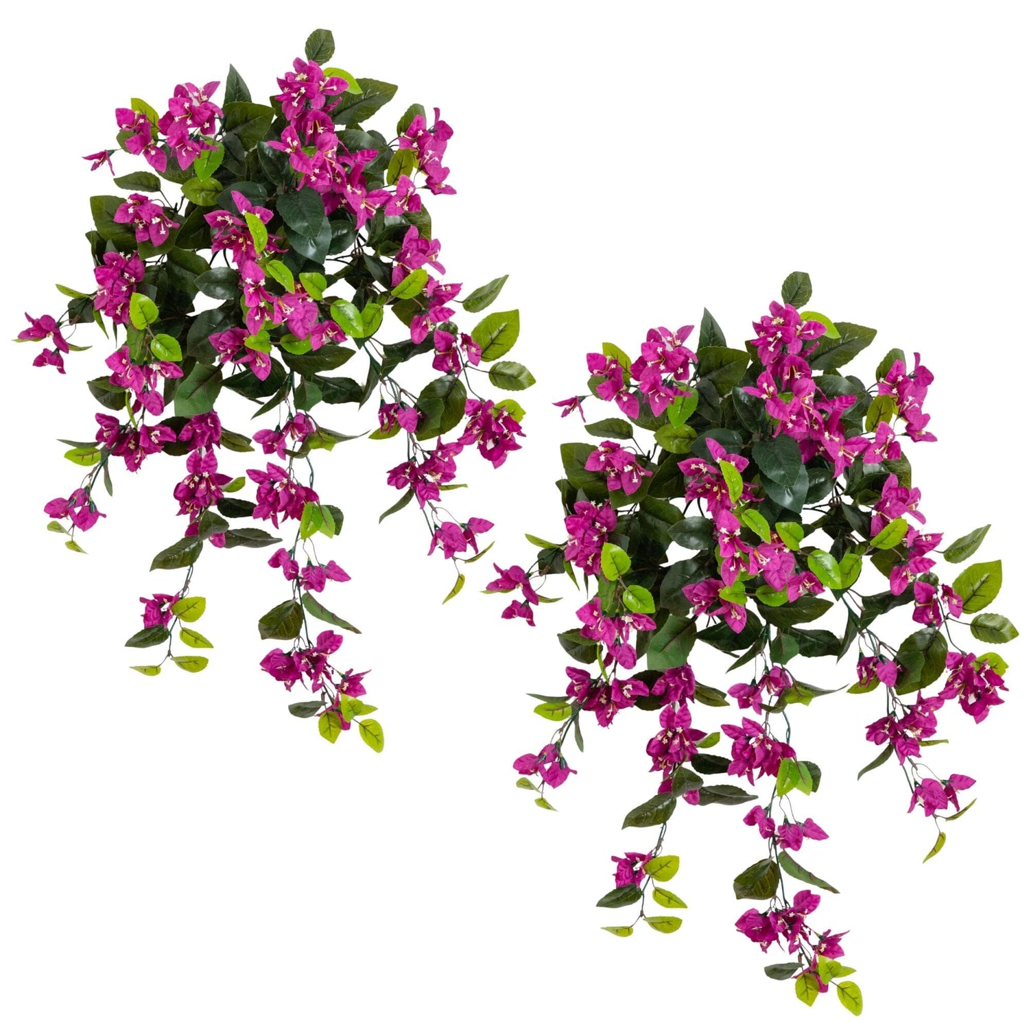 28” UV Resistant Artificial Bougainvillea Hanging  Plant (Indoor/Outdoor) - Set of 2