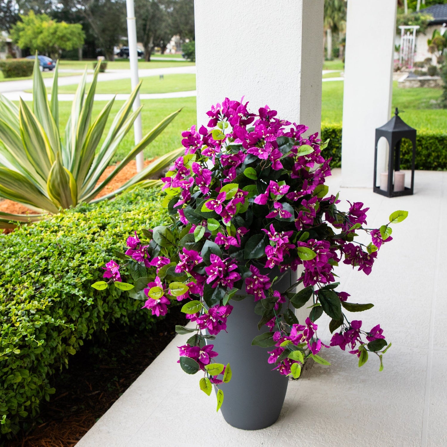 28” UV Resistant Artificial Bougainvillea Hanging  Plant (Indoor/Outdoor) - Set of 2