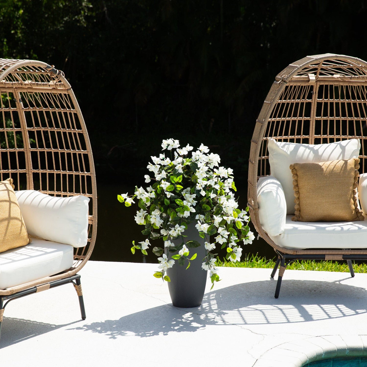 28” UV Resistant Artificial Bougainvillea Hanging  Plant (Indoor/Outdoor) - Set of 2