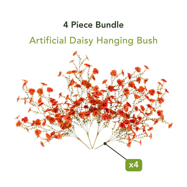 28" UV Resistant Autumn Artificial Fall Pansy Hanging Plant (Indoor/Outdoor) - Set of 4