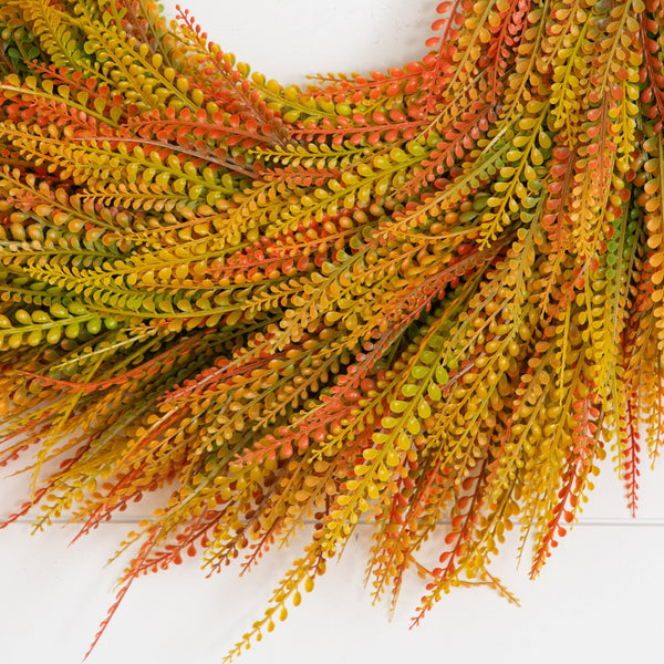28" UV Resistant Autumn Artificial Fall Wheat Grass Wreath (Indoor/Outdoor)
