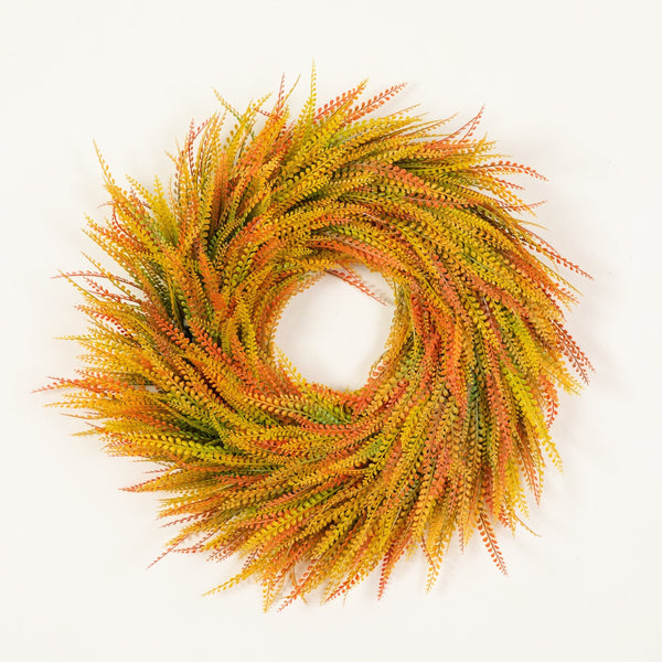 28" UV Resistant Autumn Artificial Fall Wheat Grass Wreath (Indoor/Outdoor)