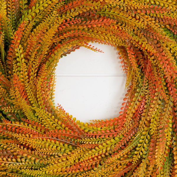 28" UV Resistant Autumn Artificial Fall Wheat Grass Wreath (Indoor/Outdoor)