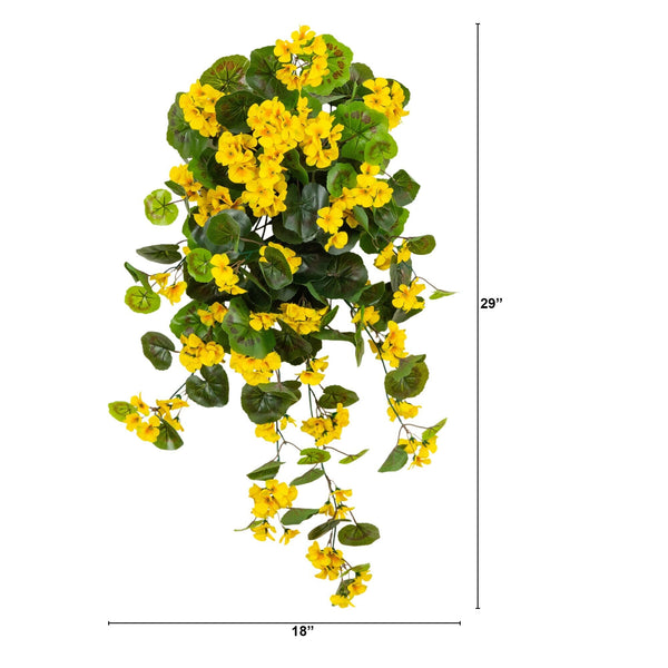 29" UV Resistant Artificial Geranium Hanging Plant (Indoor/Outdoor) - Set of 2