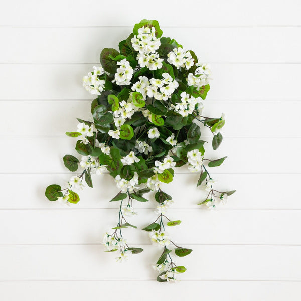 29" UV Resistant Artificial Geranium Hanging Plant (Indoor/Outdoor) - Set of 2