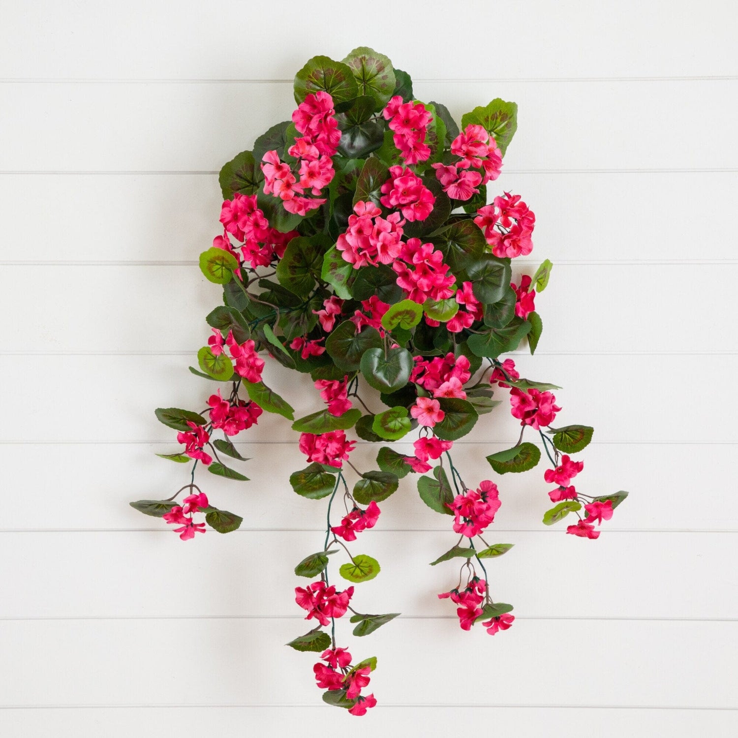nearly natural geranium hanging basket artificial plant uv resistant 29" UV Resistant Artificial Geranium Hanging Plant (Indoor/Outdoor)