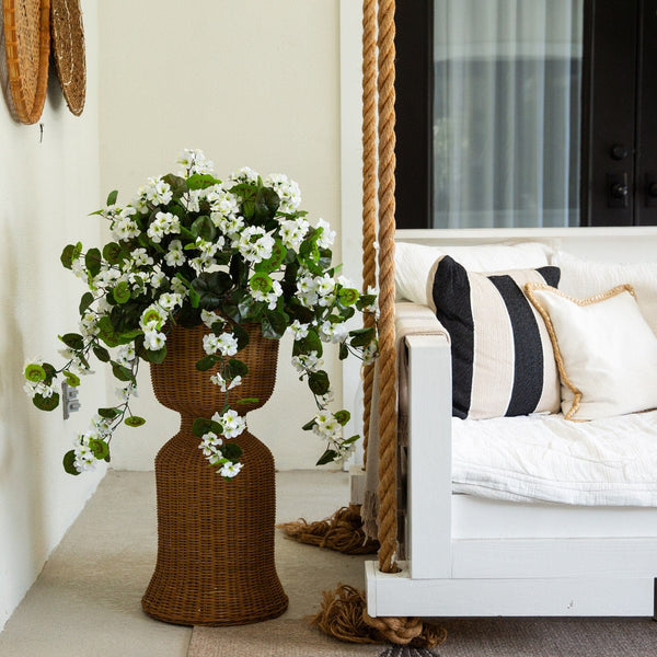 29" UV Resistant Artificial Geranium Hanging Plant (Indoor/Outdoor) - Set of 2