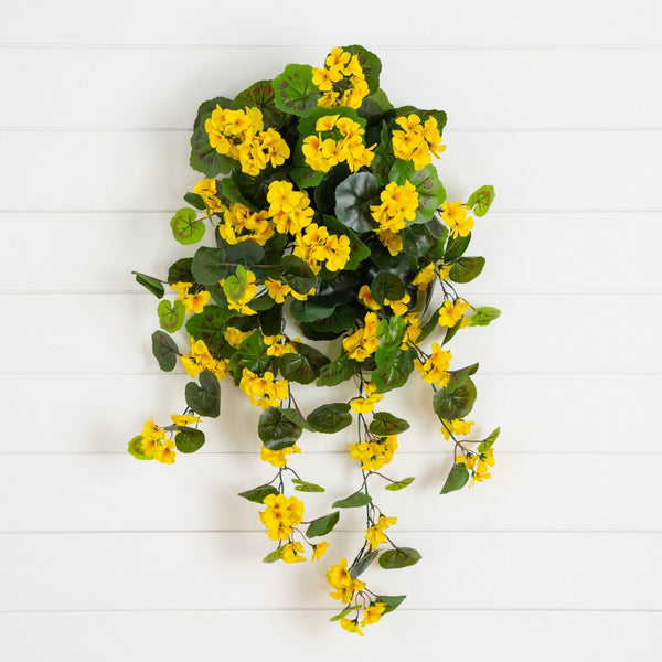 29" UV Resistant Artificial Geranium Hanging Plant (Indoor/Outdoor) - Set of 2