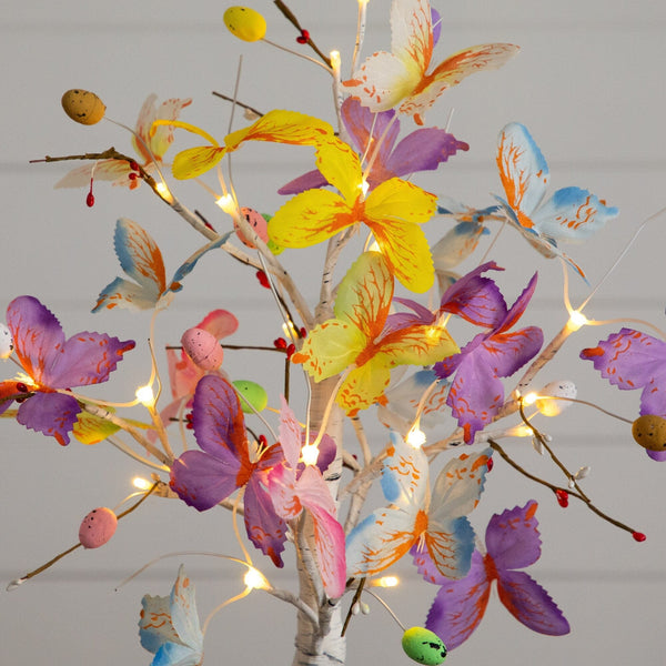 2' Pre-Lit Artificial Butterfly Twig Tree with 24 Warm White LED Lights