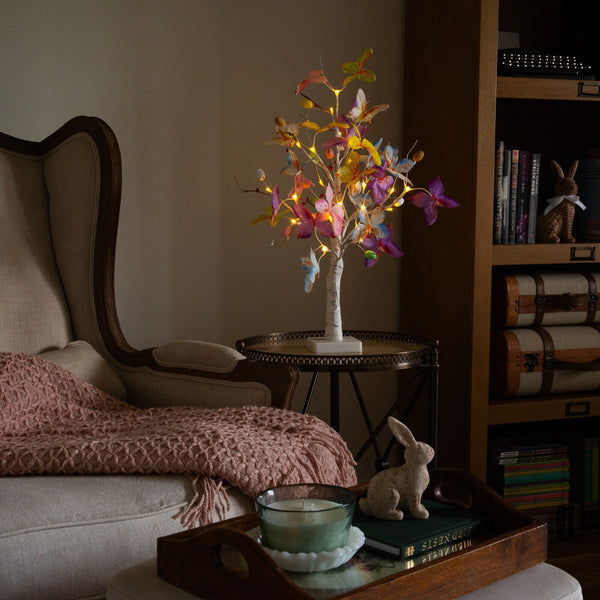 2' Pre-Lit Artificial Butterfly Twig Tree with 24 Warm White LED Lights