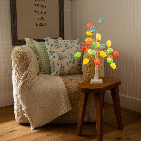 2' Pre-Lit Artificial Easter Egg Twig Tree with 24 LED Lights