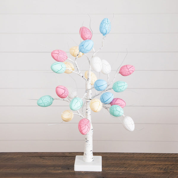 2' Pre-Lit Artificial Easter Egg Twig Tree with 24 LED Lights