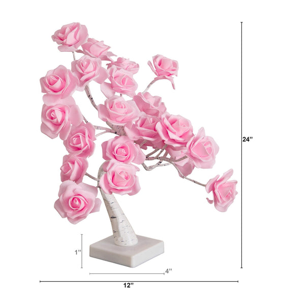 2' Pre-Lit Artificial Valentine's Day Twig Tree with 24 Rose Shaped LED Lights