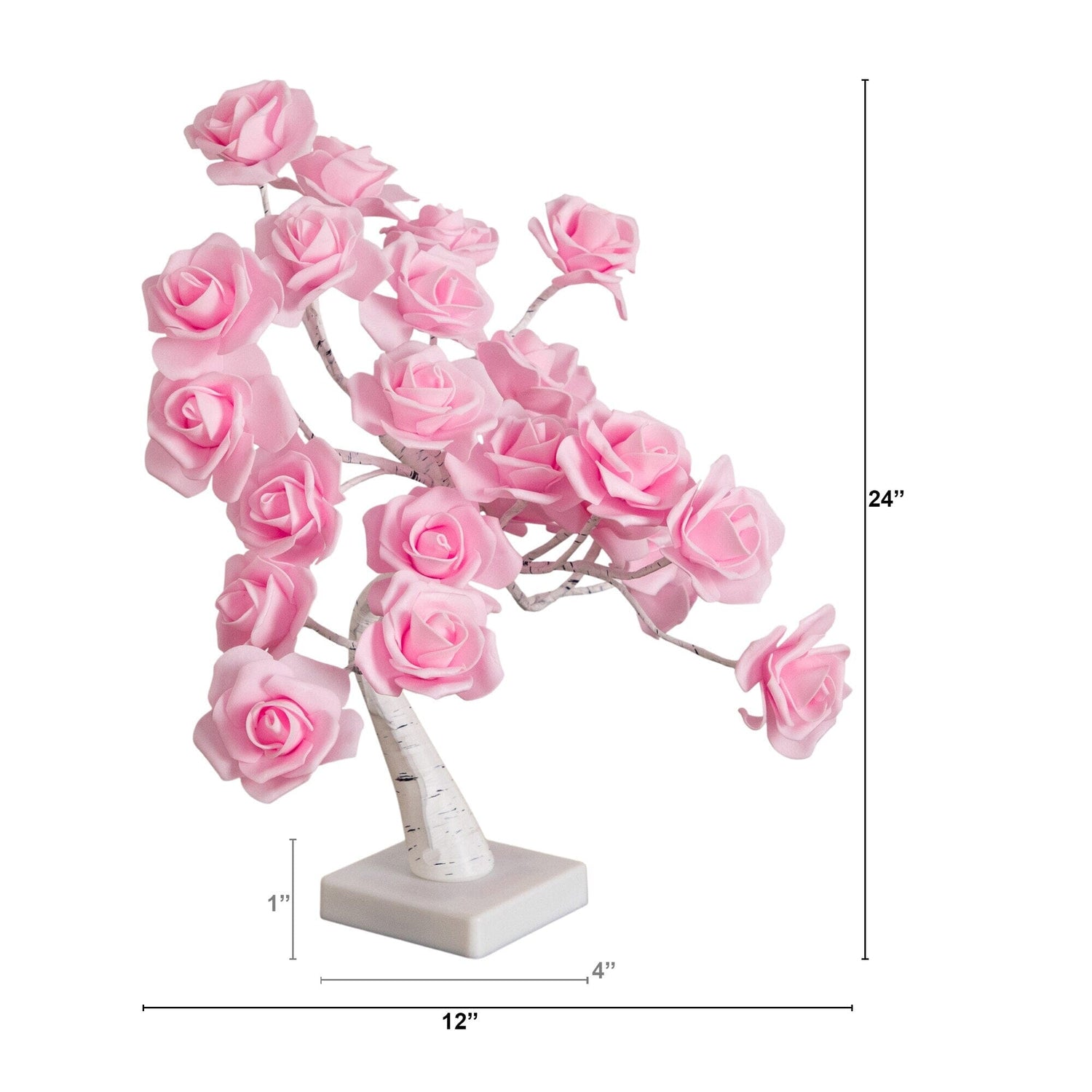 2' Pre-Lit Artificial Valentine's Day Twig Tree with 24 Rose Shaped LED Lights