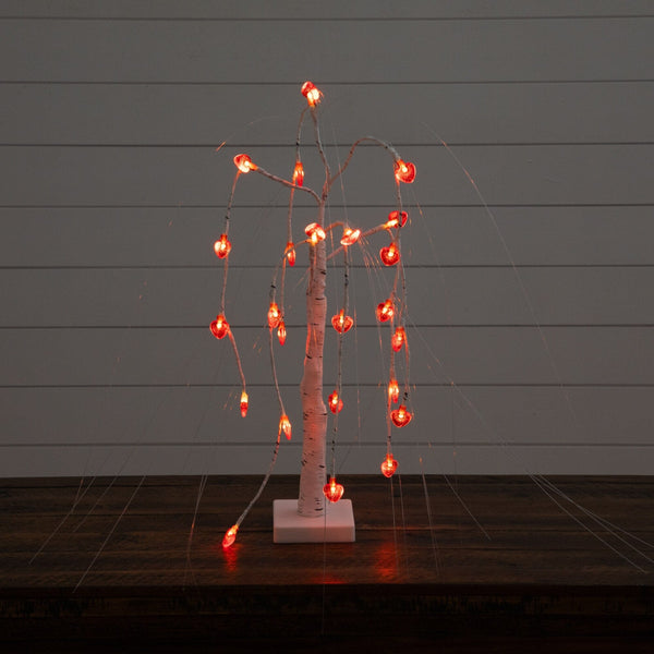 2' Pre-Lit Artificial Valentine's Day Willow Tree with 24 Heart Shaped LED Lights