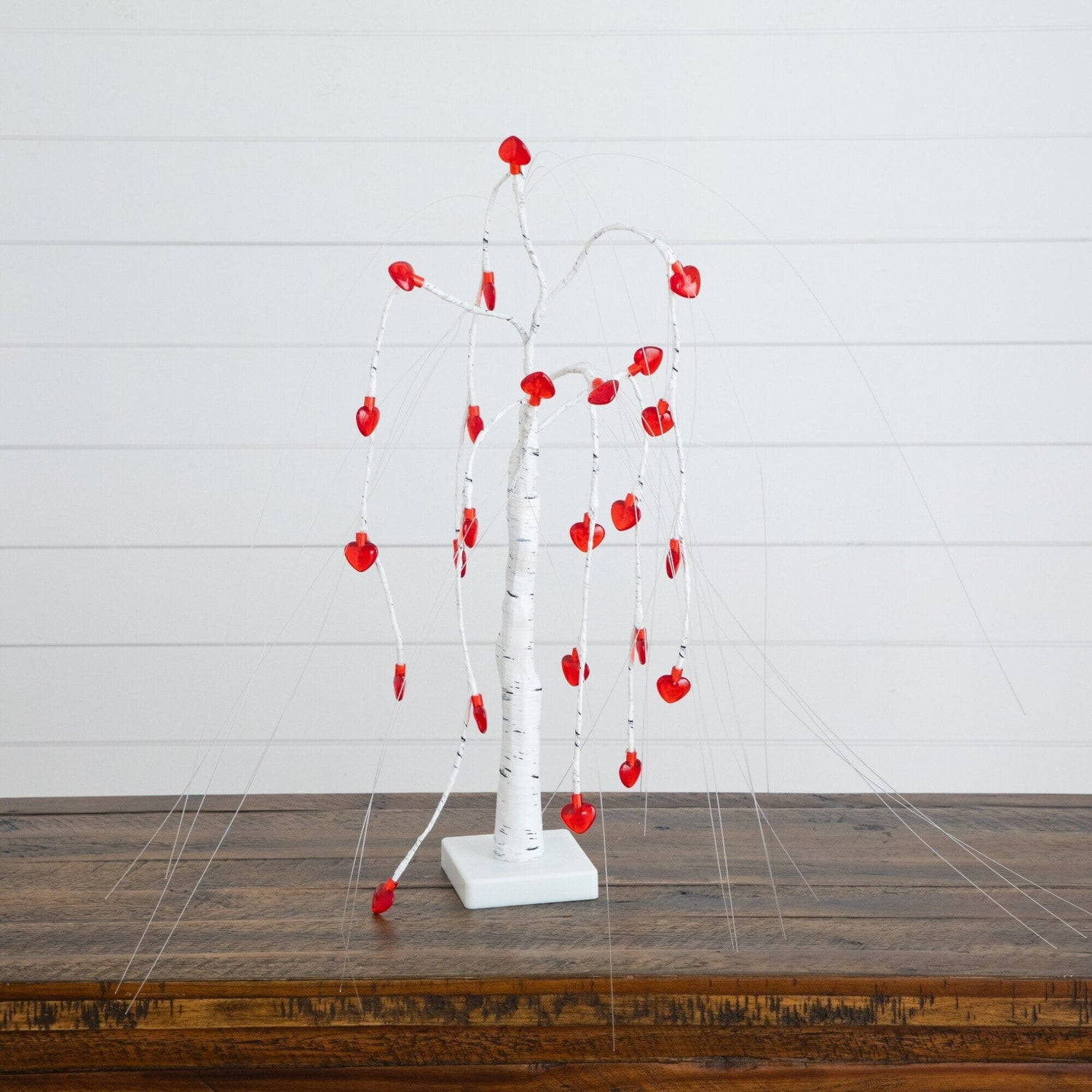 2' Pre-Lit Artificial Valentine's Day Willow Tree with 24 Heart Shaped LED Lights
