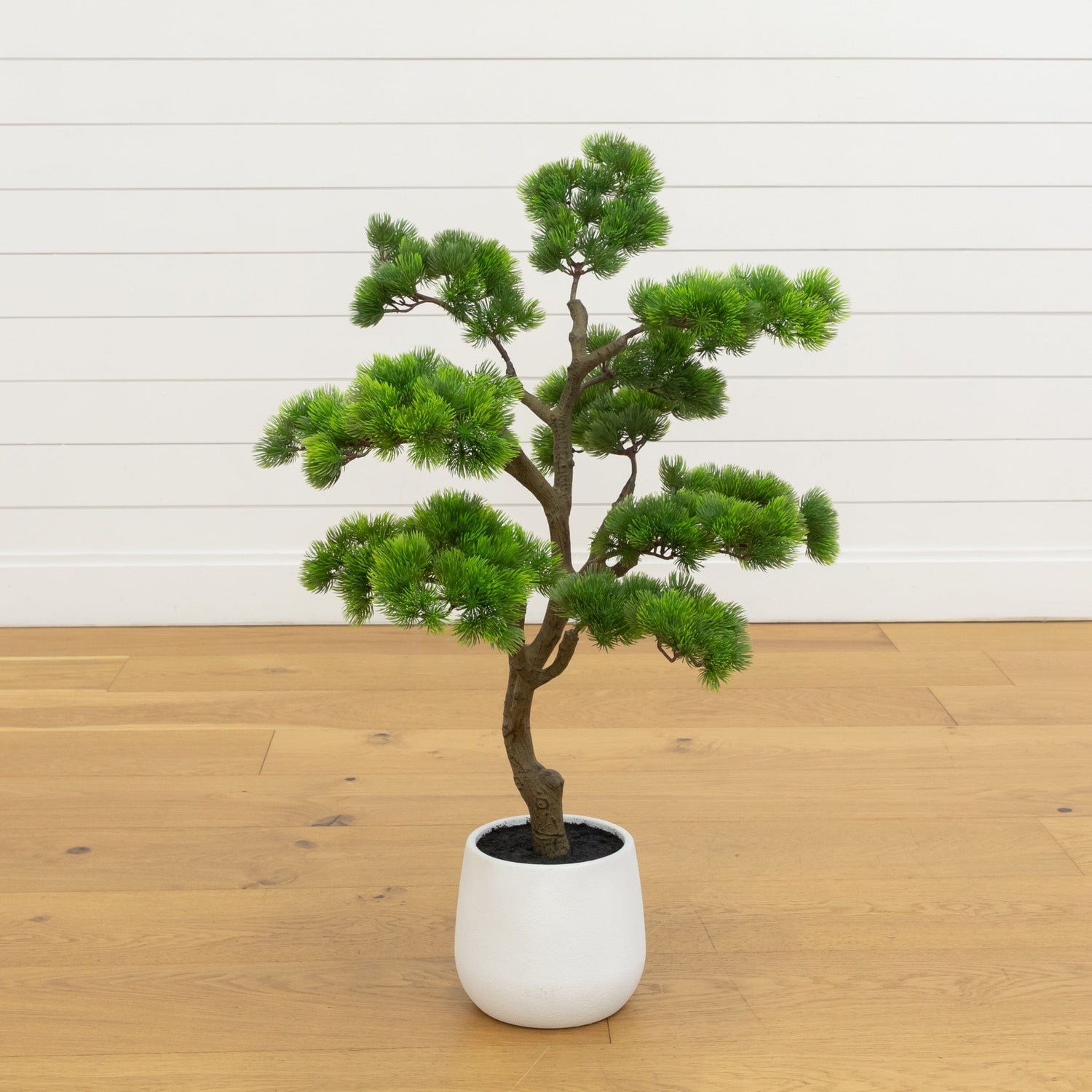 3’ Artificial Bonsai Style Cedar Tree in Decorative White Planter