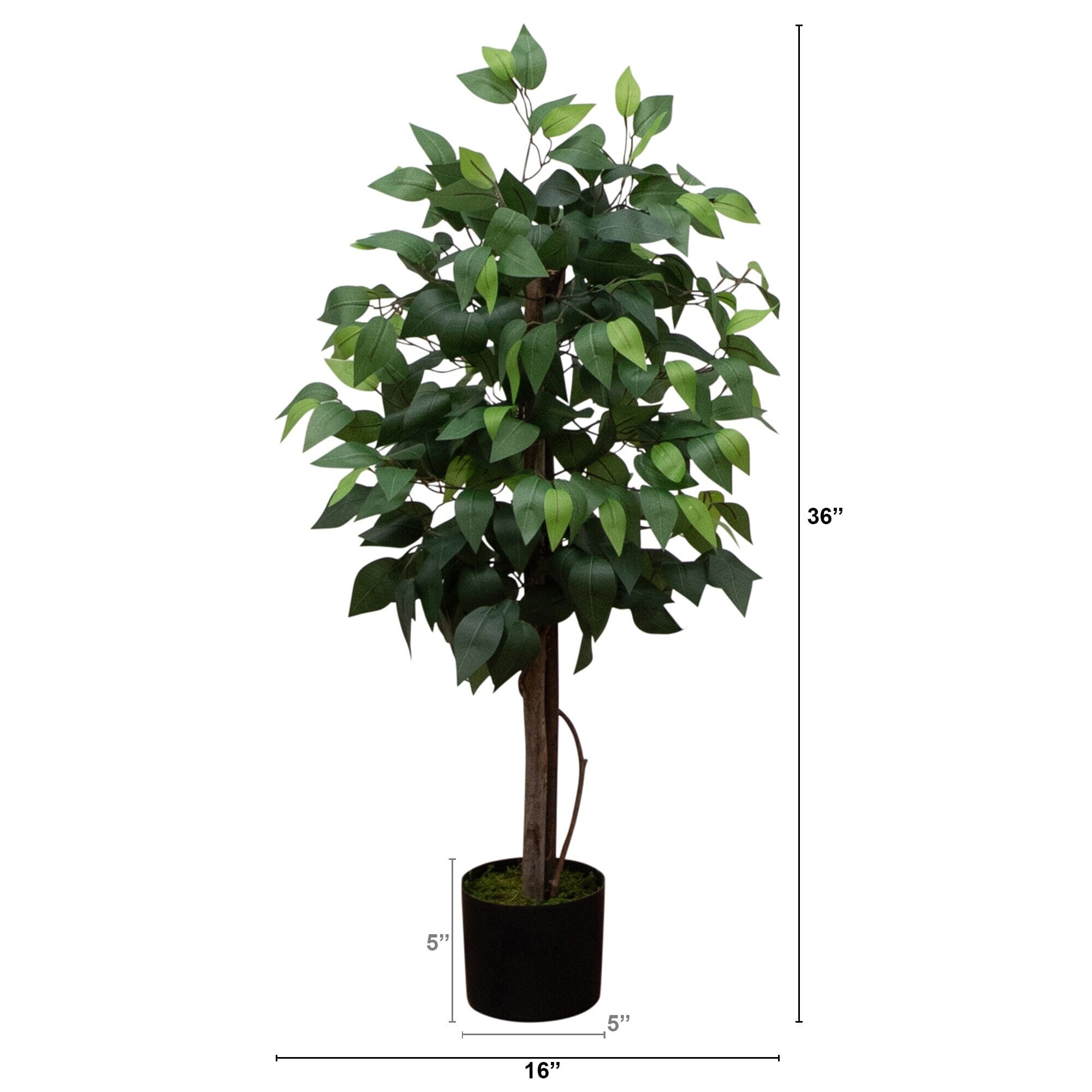 Ficcus Tree Block 3’ Artificial Double Trunk Ficus Tree | Nearly Natural