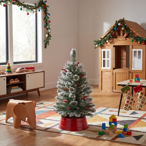 3’ Artificial Frosted Swiss Pine Christmas Tree with Berries
