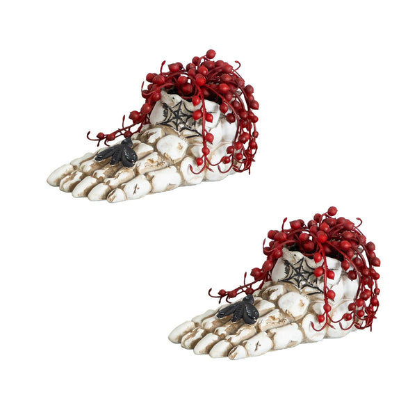 3” Artificial Halloween String of Pearls in Skeleton Foot Planter - Set of 2