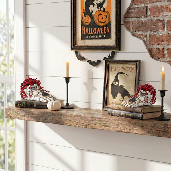 3” Artificial Halloween String of Pearls in Skeleton Foot Planter - Set of 2