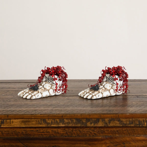3” Artificial Halloween String of Pearls in Skeleton Foot Planter - Set of 2