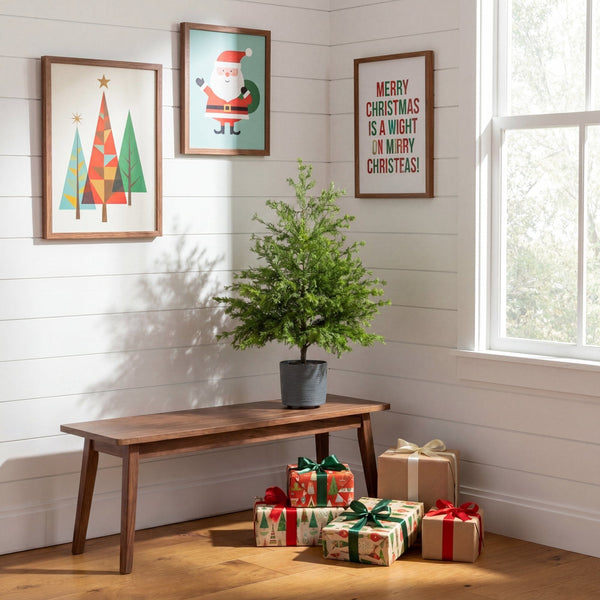 3' Artificial Real Touch Cedar Tree in Decorative Gray Planter