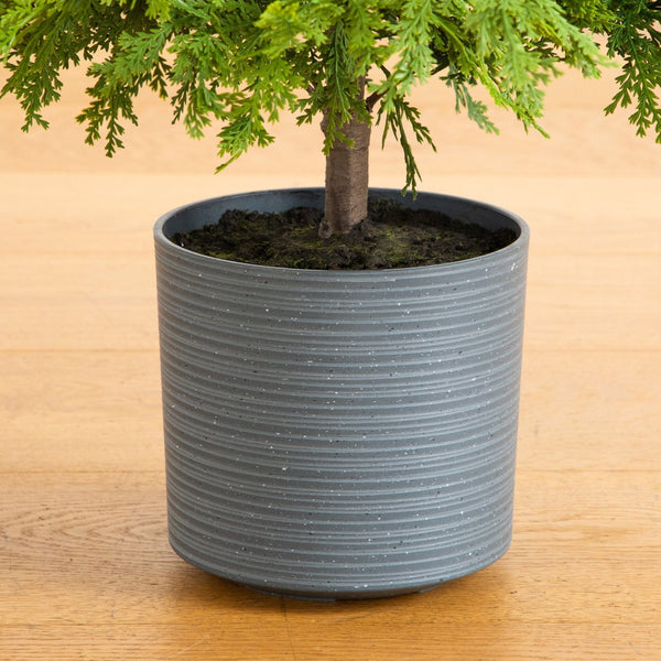 3' Artificial Real Touch Cedar Tree in Decorative Gray Planter