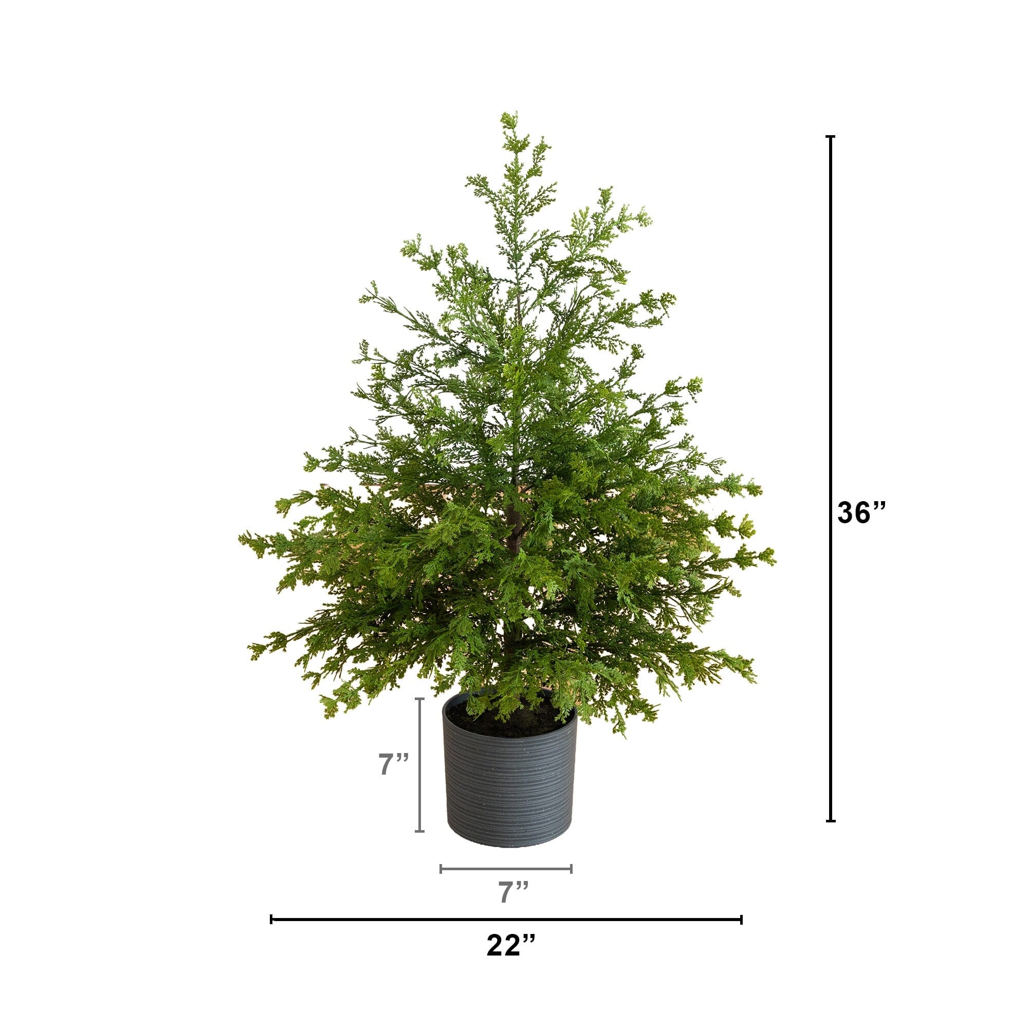 3' Artificial Real Touch Cedar Tree in Decorative Gray Planter