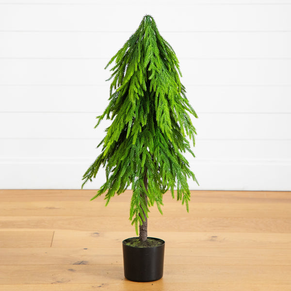 3' Artificial Real Touch Down Swept Norfolk Pine Tree with Natural Look