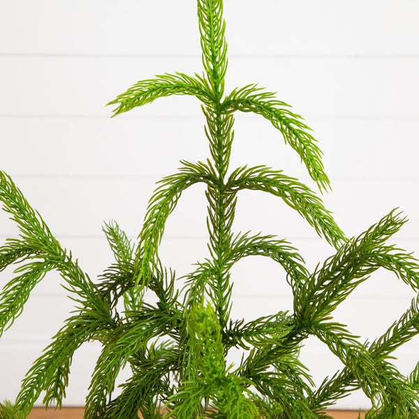 3' Artificial Real Touch Norfolk Island Pine Christmas Tree with Natural Look in White Decorative Planter