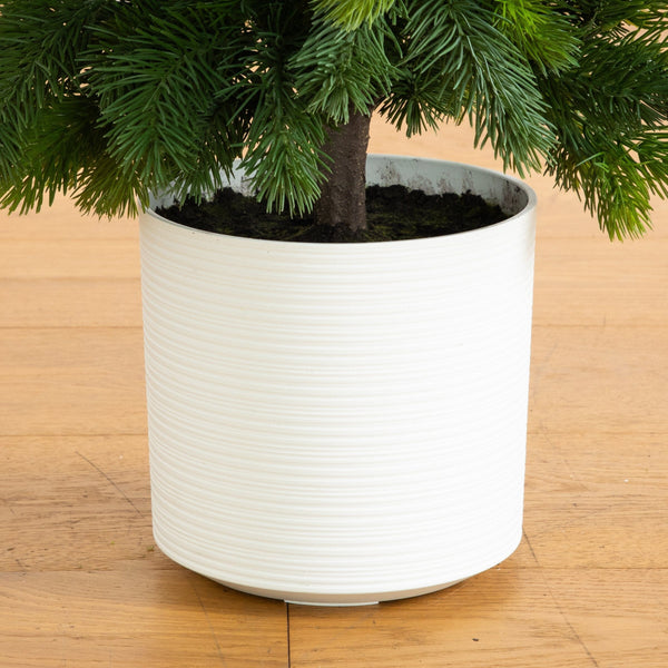3' Artificial Real Touch Spruce Pine Christmas Tree in White Decorative Planter