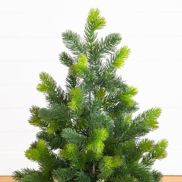 3' Artificial Real Touch Spruce Pine Christmas Tree in White Decorative Planter