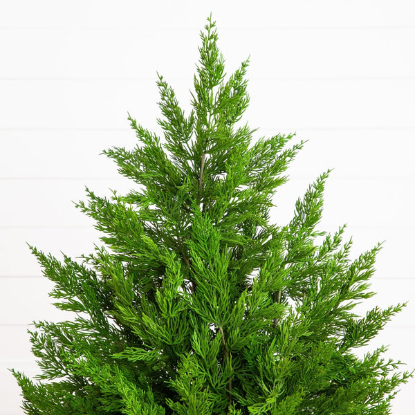 3' Artificial Real Touch Winter Cypress Bush in Black Decorative Planter