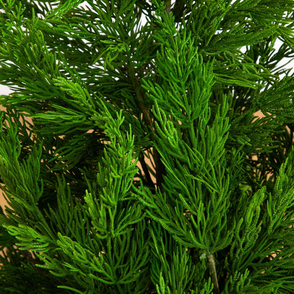 3' Artificial Real Touch Winter Cypress Bush in Black Decorative Planter
