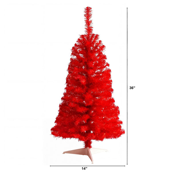 3’ Artificial Red Christmas Tree