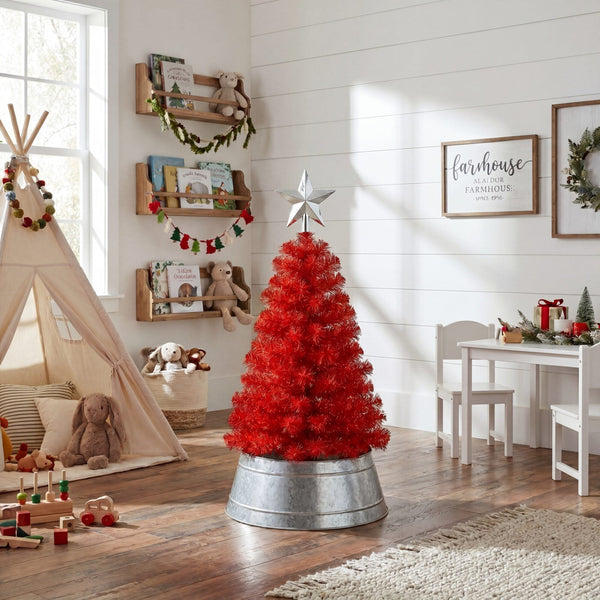 3’ Artificial Red Christmas Tree