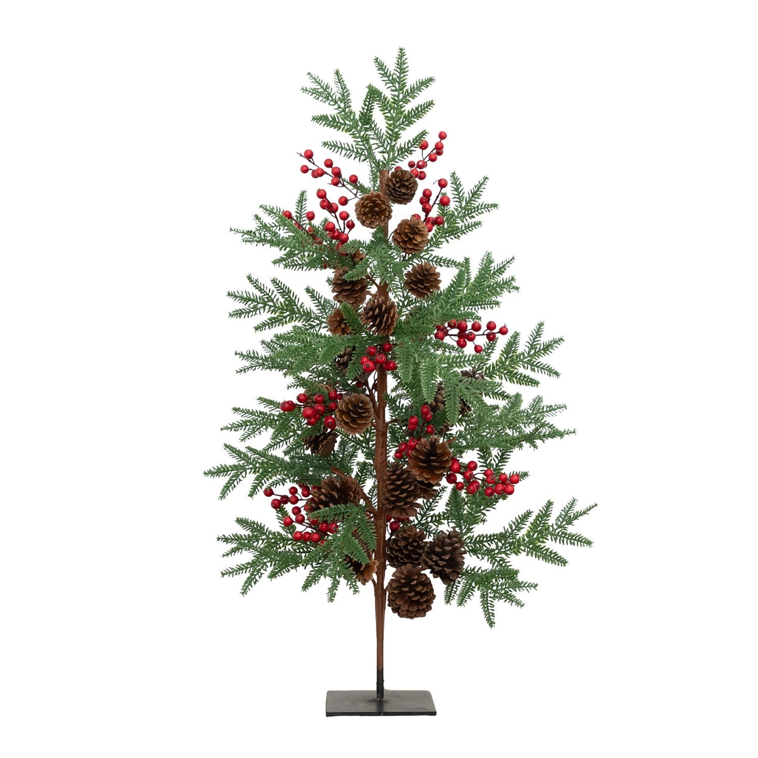 3' Artificial Slim Christmas Tree with Pine Cones & Berries
