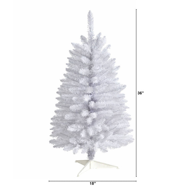 3’ Artificial Slim White Christmas Tree