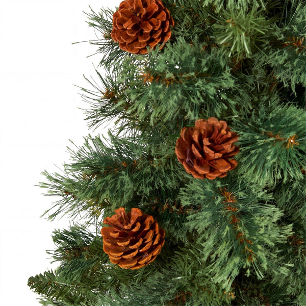 3’ Artificial White Mountain Pine Christmas Tree with Pine Cones