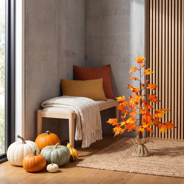3' Autumn Maple Artificial Fall Tree with Berries in Burlap Wrapped Base