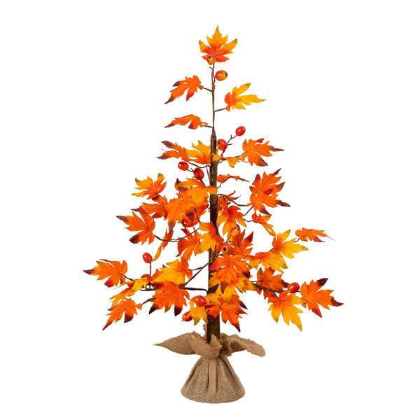 3' Autumn Maple Artificial Fall Tree with Berries in Burlap Wrapped Base