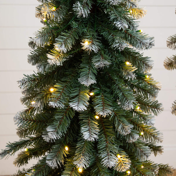 3' 4' 5' Pre-Lit Frosted Artificial Christmas Tree Set with Warm LED Lights - Set of 3