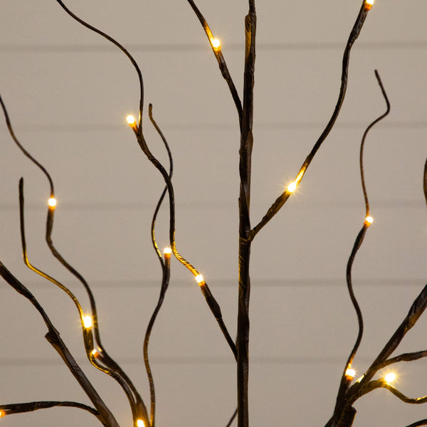 3' 5' 6' Artificial Brown Birch Trees with Warm White LED Lights - Set of 3