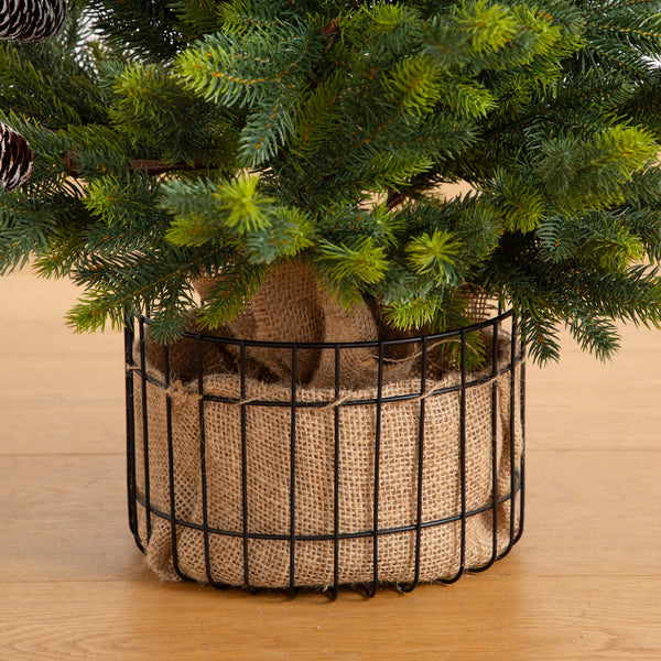 3' Artificial Balsam Fir Christmas Tree with Pine Cones in Jute Wire Planter