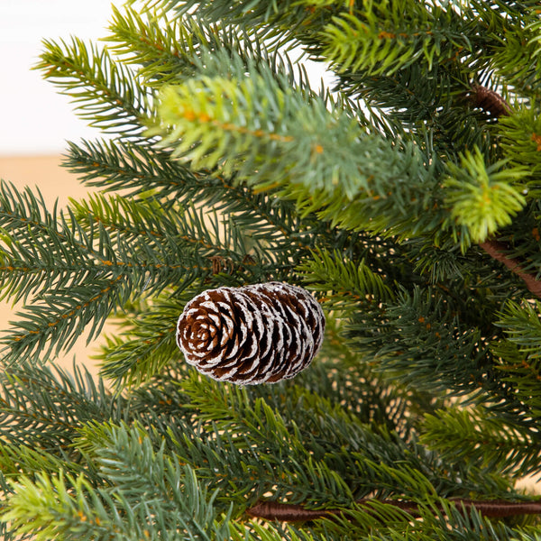 3' Artificial Balsam Fir Christmas Tree with Pine Cones in Jute Wire Planter